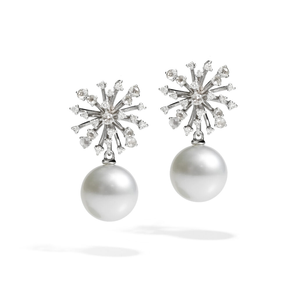 Anemone collection earrings in white gold South Sea pearls and diamonds