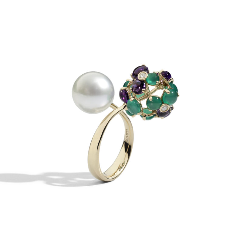 Cherry Blossom collection in rose gold South Sea pearls diamonds amethyst and chrysoprase