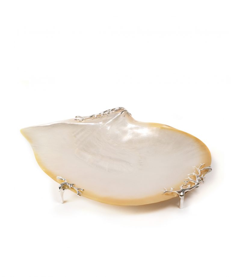 Shell plate with mother of pearl and silver