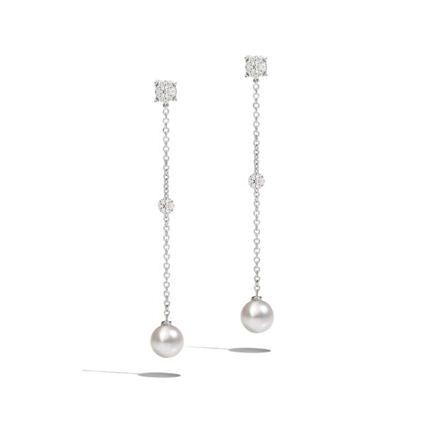 My song earrings with freshwater pearls and diamonds