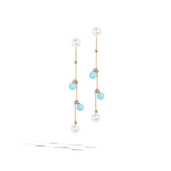 Perlage collection earrings with turquoises and freshwater pearls