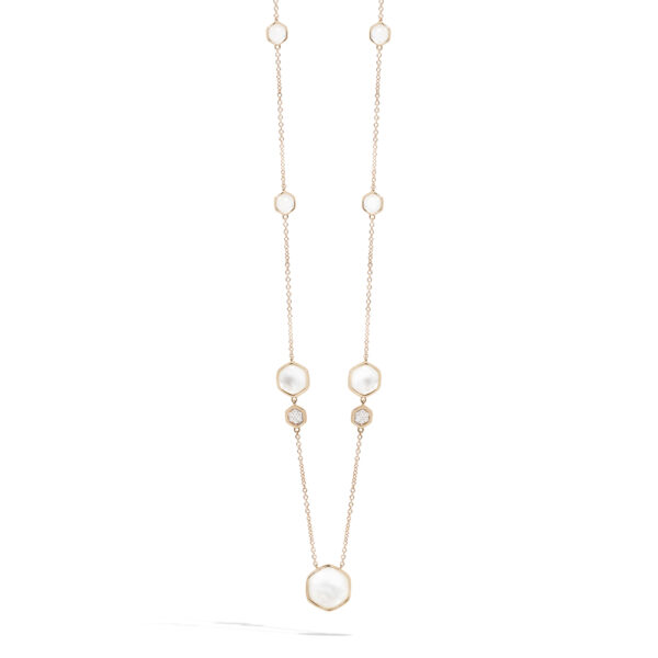 Venus collection necklace with freshwater pearl mother of pearl and diamonds