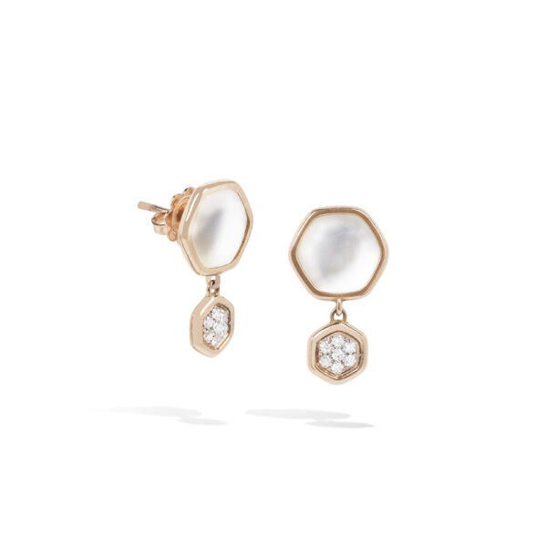 Venus collection earrings with freshwater pearl mother of pearl and diamonds