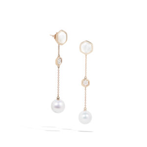 Venus collection earrings with freshwater pearl mother of pearl and diamonds