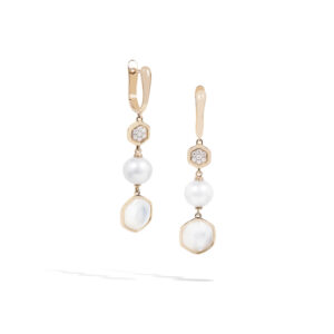 Venus earrings with freshwater pearl mother of pearl and diamonds