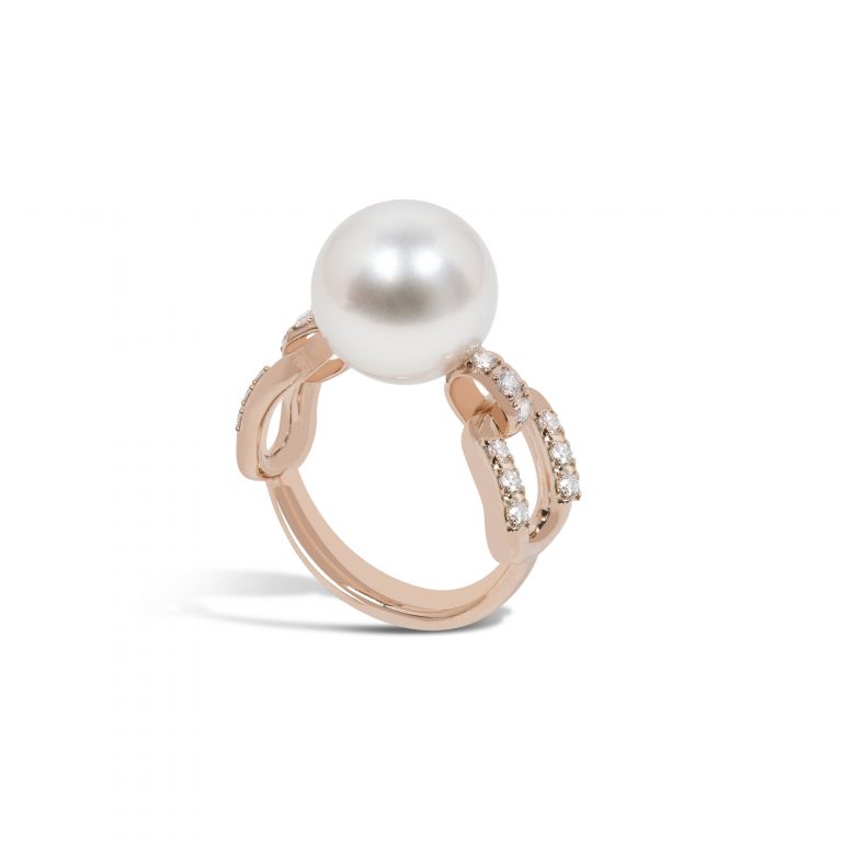 Aurum ring in rose gold South Sea pearl and diamond