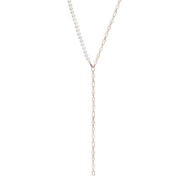 Collana lunga della collezione Aurum con perle d'acqua dolce e diamanti